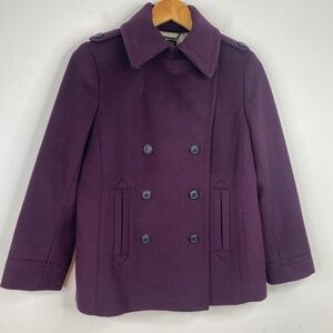 J CREW Wool Pea Coat 4 Purple Preppy Old Money Classic Academia Double Breasted